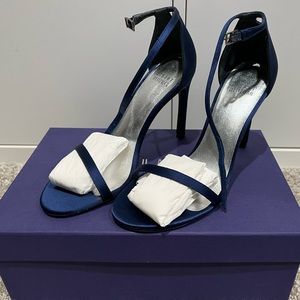 Stuart Weitzman Nudistsong Midnight Satin Sz 6.5